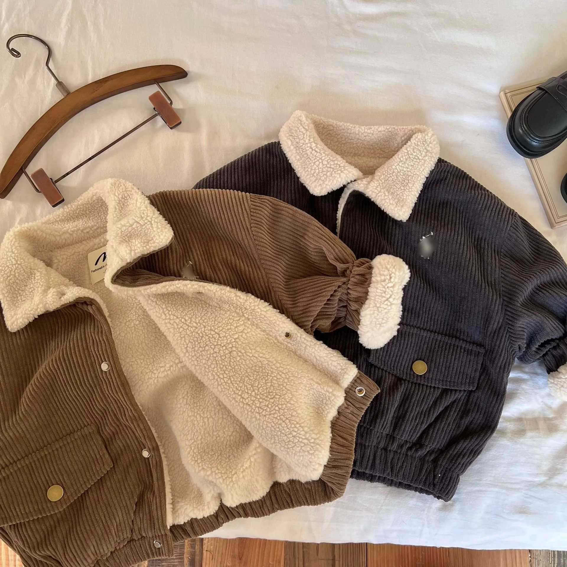 Down Coat 2024 Korean Children Baby Boys Girls Jacket Kids Outerwear Pit Stripe Turn down Collar Thick Solid High Quality Clothes Autumn H241123