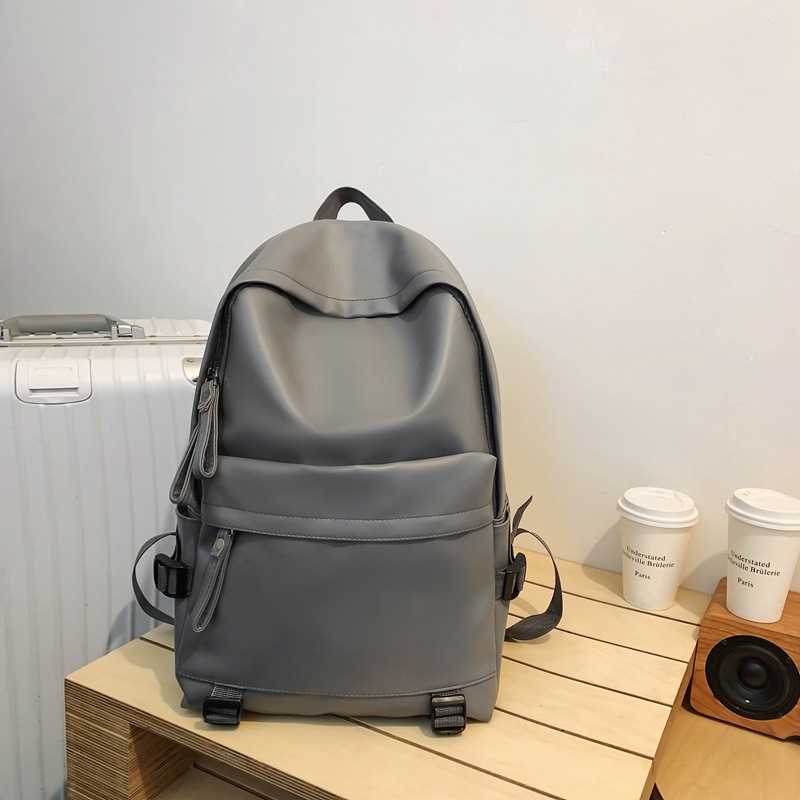 2024 PU backpack men's and women's soft leather business casual large capacity travel computer fashion student double backpack