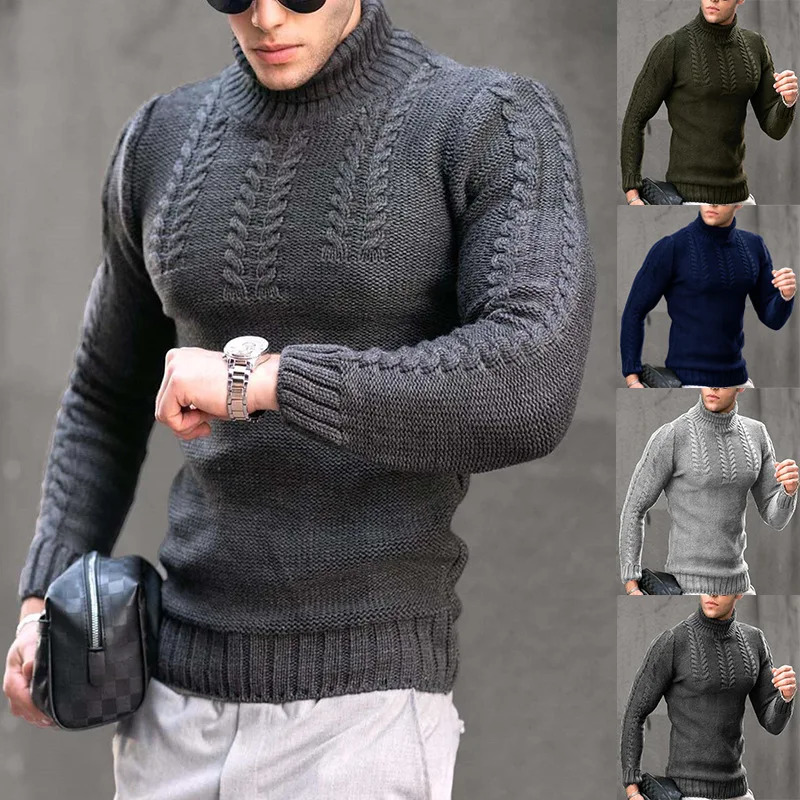 European and American Autumn/Winter Mens Warm Sweater Trade Mens Turtle Neck Sweater Mens Casual Sweater 241126