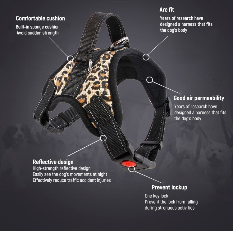 Manufacturers Custom Logo No Pull Reflective Dog Vest Outdoor Breathable Adjustable No Pull Dog Harness Pet Dog Harness