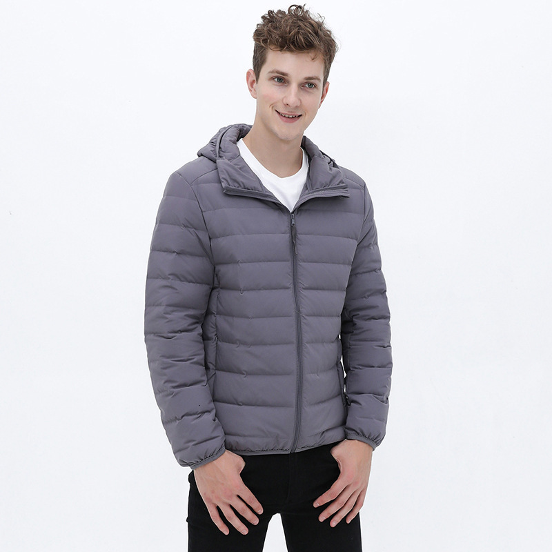 2025 new lightweight down men's hooded seamless one-piece woven jacket plus size