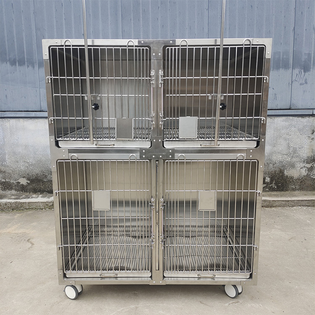 Pet Cage Stainless Steel Pet Cage Clinic Large Kennel Pet Cages, Carriers