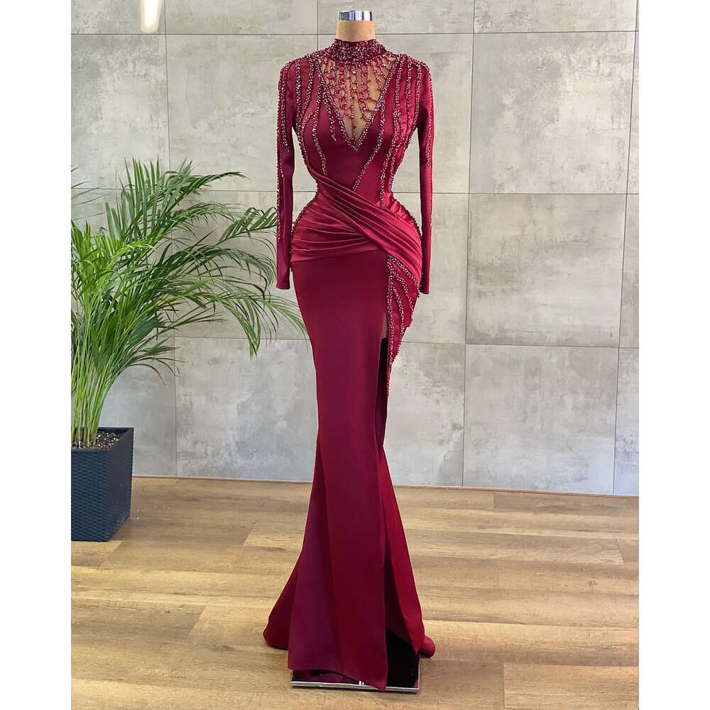 Aso Arabic Plus Ebi Size Bury Mermaid Luxurious Prom Dresses Beaded Crystals Evening Formal Party Second Reception Birthday Engagement Gowns Dress