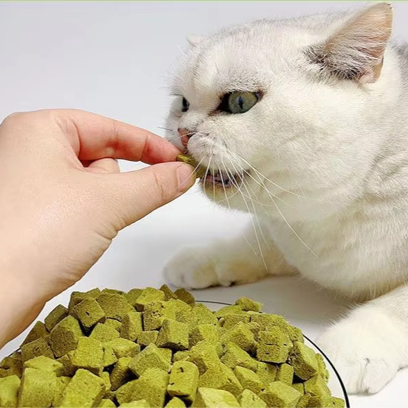 green food cat grass treats freeze dried cat claw snacks 100% safe chicken mixed fruit vegetables