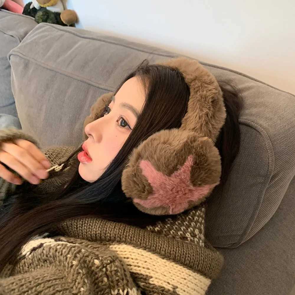 New Cute Stars Pattern Earmuffs Soft Keep Warm Plush Earmuffs Winter Accories Foldable Windproof Ear C Women/GirlsXJ241126