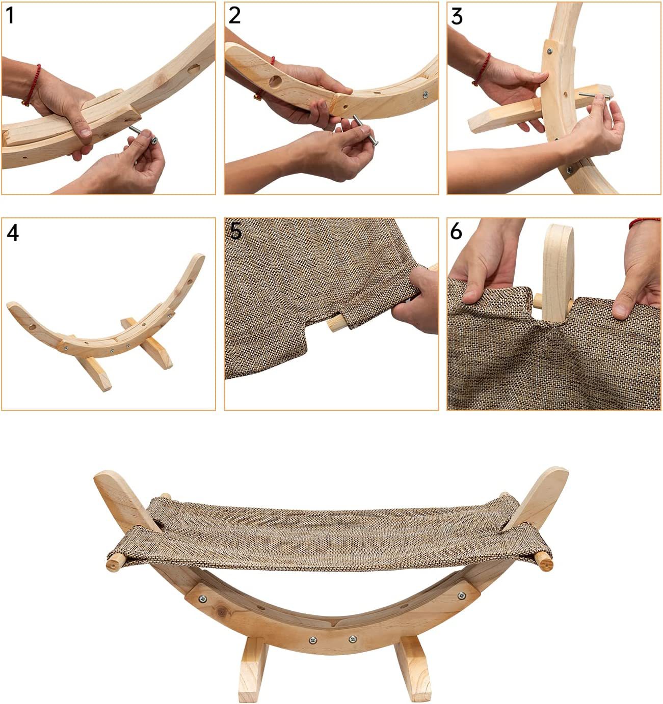 Simple wooden cat hammock cat rocking chair