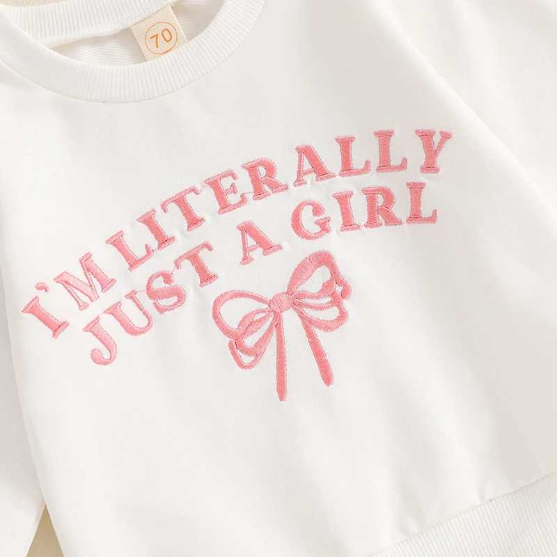 Clothing Sets Baby Girls Kids 2-piece Outfits Embroidery Letters Bow Long Sleeve Sweatshirt with Elastic Waist Sweatpants Activewear 0-3Years H241126