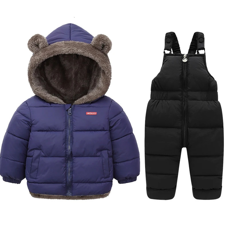 Children Boys Clothing Sets Lamb Fleece CoatsDown Overalls Baby 2Pcs Suit Winter Kids Thicken Warm Jackets Girl Fashion Clothes 241126