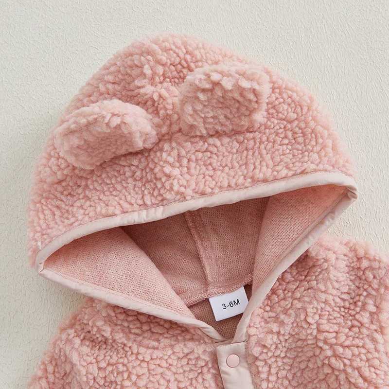 Clothing Sets Baby Boy Girl Fleece Hooded Rompers Autumn Winter Warm Long Sleeve Zipper Full Length Jumpsuit for Toddlers Infants H241126