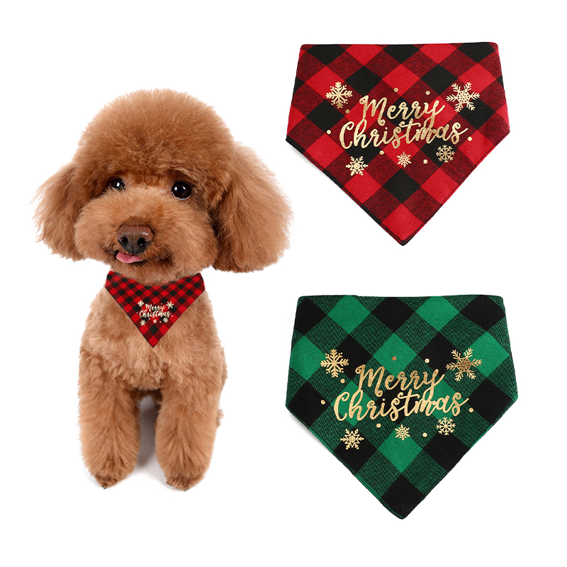 New Golden Printing Christmas Neck Collar Pet Accessories Dog Bandana Scarfs