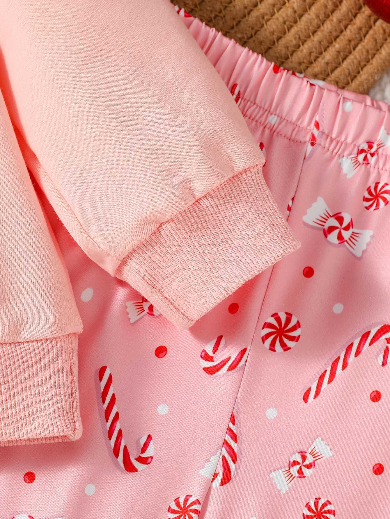 Clothing Sets Baby girl autumn Pink lovely and sweet letter printing long-sleeved Bell Bottom trousers Pantsuit H241126