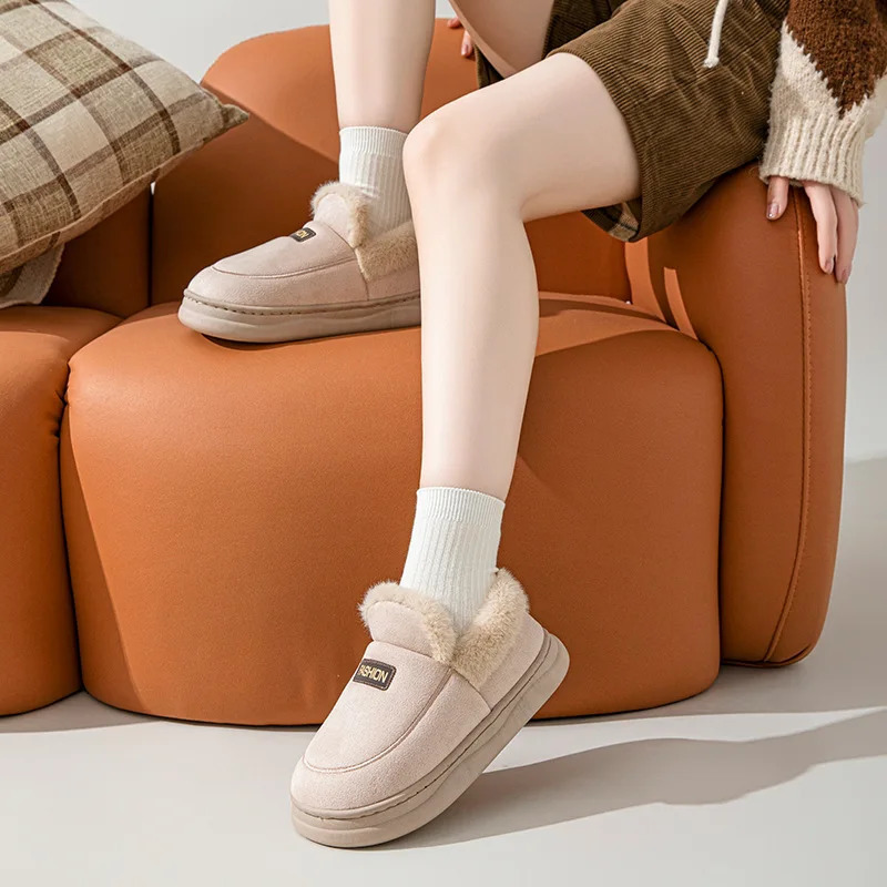 Litfun Warm Plush Cotton Slippers For Women Winter 2024 Anti-slip Fur Fluffy House Cotton Shoes Female Comfort Furry Slides 241126