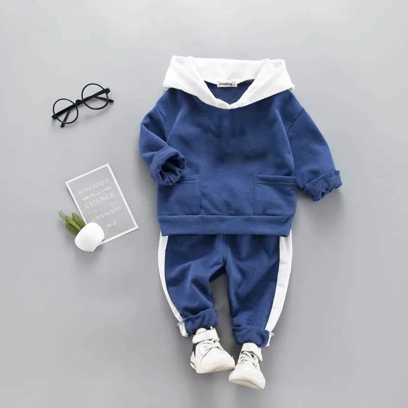 Clothing Sets Children Active Clothing Autumn Spring Toddler Boy Sports Set Baby Hoodie Letter Top Pants 2pcs Outfit Kid Solid Color Tracksuit H241126