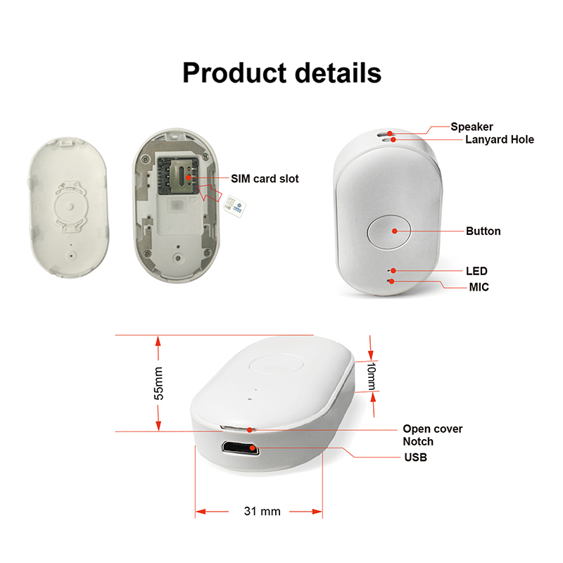 Topten GPS Small Size Model PT88 Child GPS Tracker with SOS Panic Button
