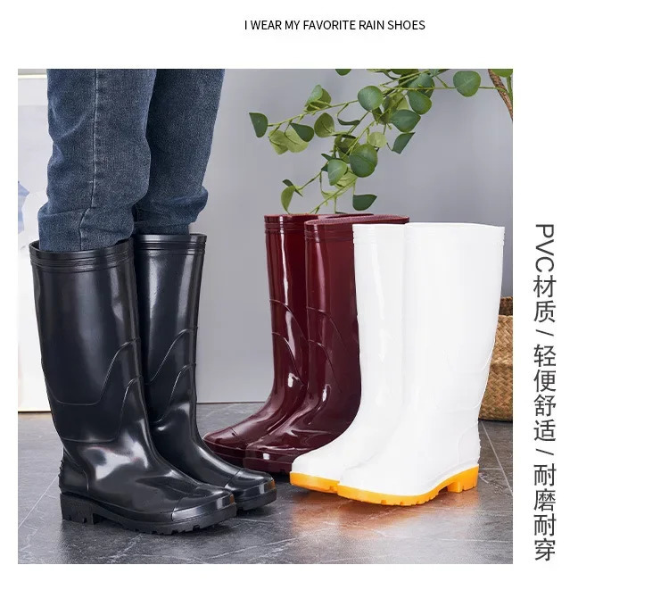 Rain boots thick solid soft galoshes outdoor waterproof botas para lluvia hombre 241126