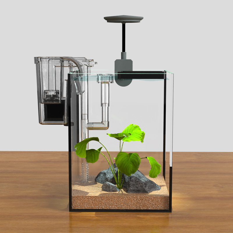 Mini Fish Tank Small Square Tank Glass Water-free Internet Celebrity Landscaping Ecological Creative Home Desktop Fish Tank