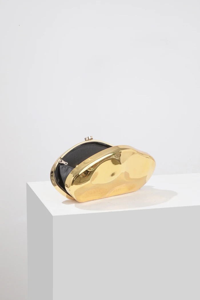 Acrylic shell shape clutch bag women evening party cute metal shiny purse gold sier blue egg handbag Quality 2024 240415 015b