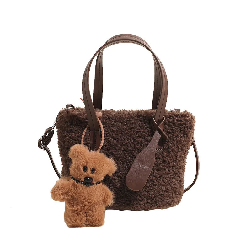 Plush Bag Womens Korean Niche n Autumn and Winter Lamb Wool Portable Bucket Shoulder Messenger 241125