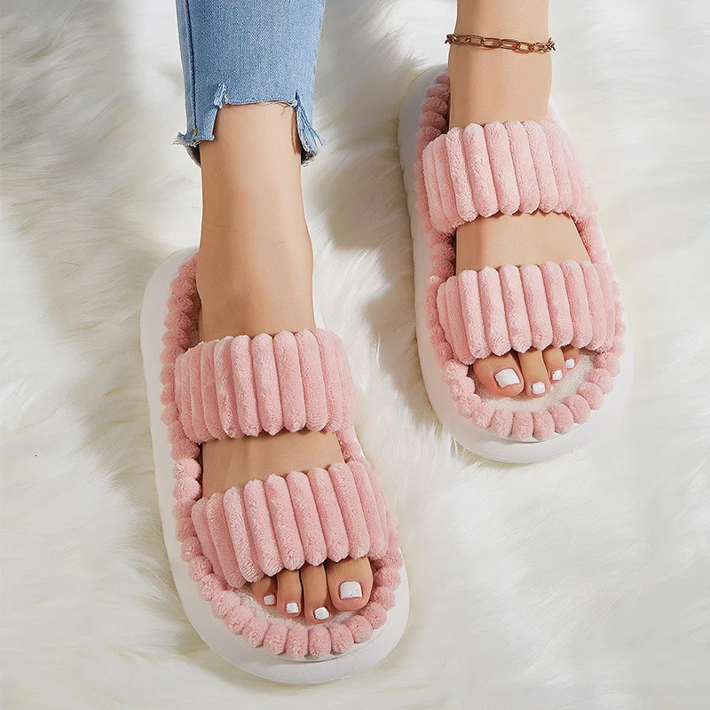 Winter solid linen slippers sizes 36-45 womens household slippers household cotton non slip thick silent shoes couple indoor slippers 241126