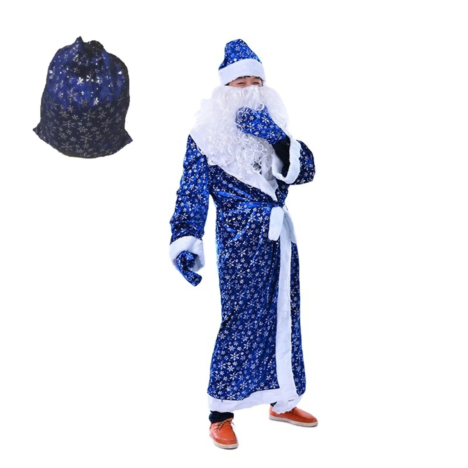 Santa Claus Role Playing Costume Classic Blue Velvet Santa Claus Dress up Santa Claus Years Party 241126