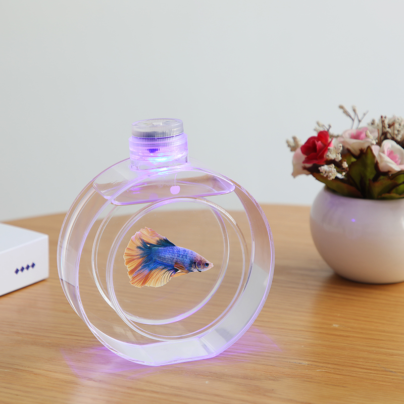 Zaohetian Colorful remote control acrylic small fish tank jellyfish acrylic tank toy aquarium