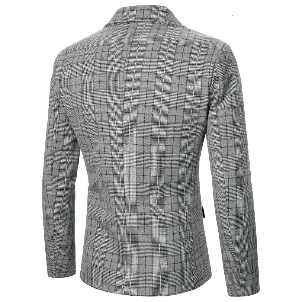 Mens jacket with striped black and white grid British casual style mens top wedding party stage mens suit 241126
