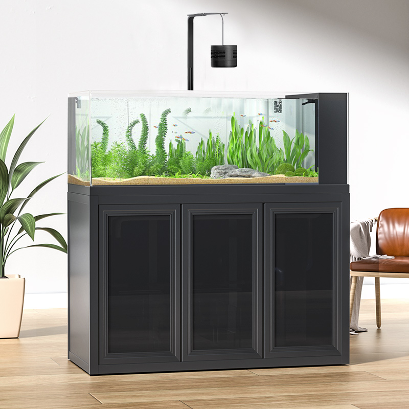 2023 new design aquarium fish tank water grass landscaping bottom filter ultra white custom home fish tank cabinet