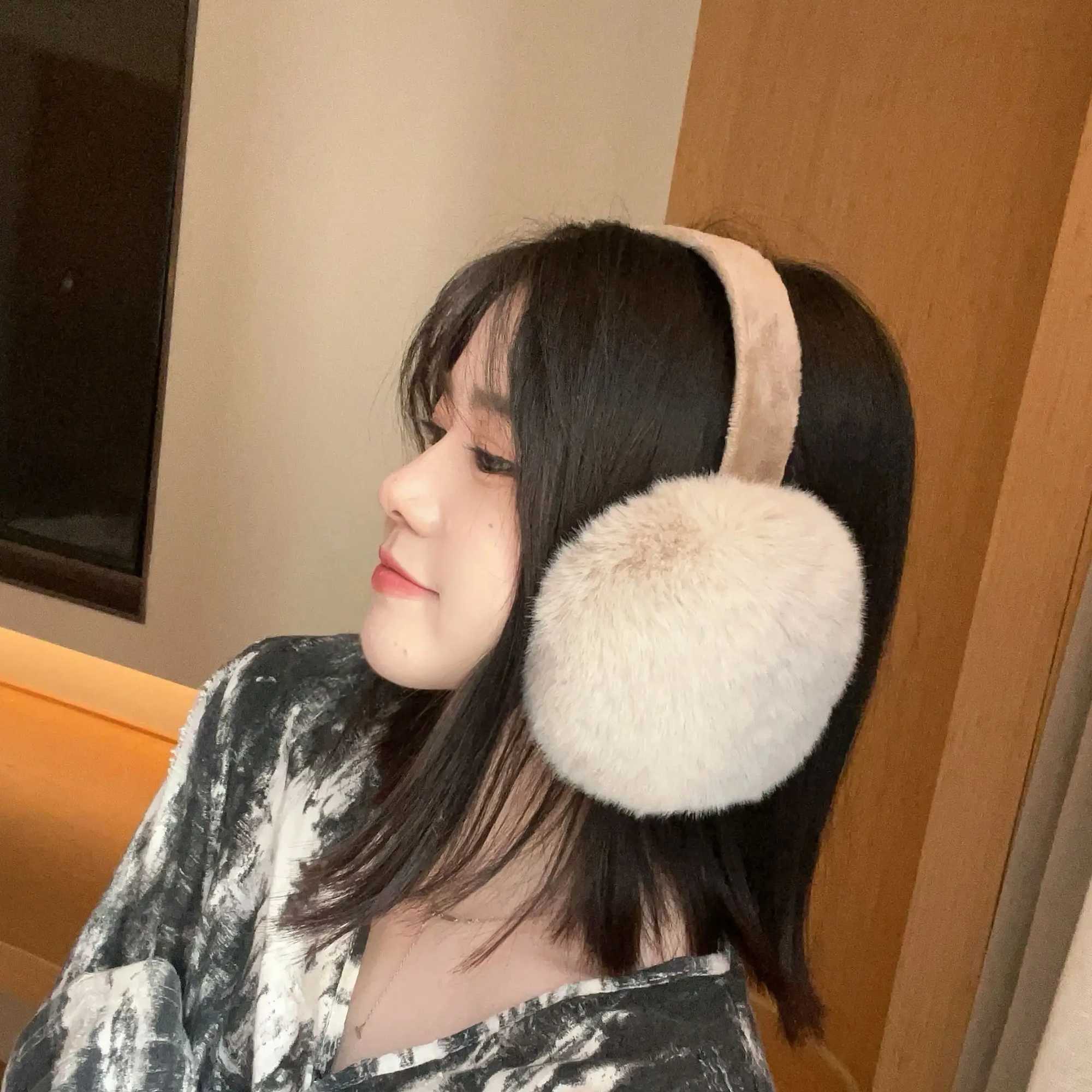 Anjj Light Brown Earmuffs 2024 Hot Sale High-End Soft Plush Imitation Rabbit Fur Ear Muffs Fashion Easy to Match AccoriesXJ241126