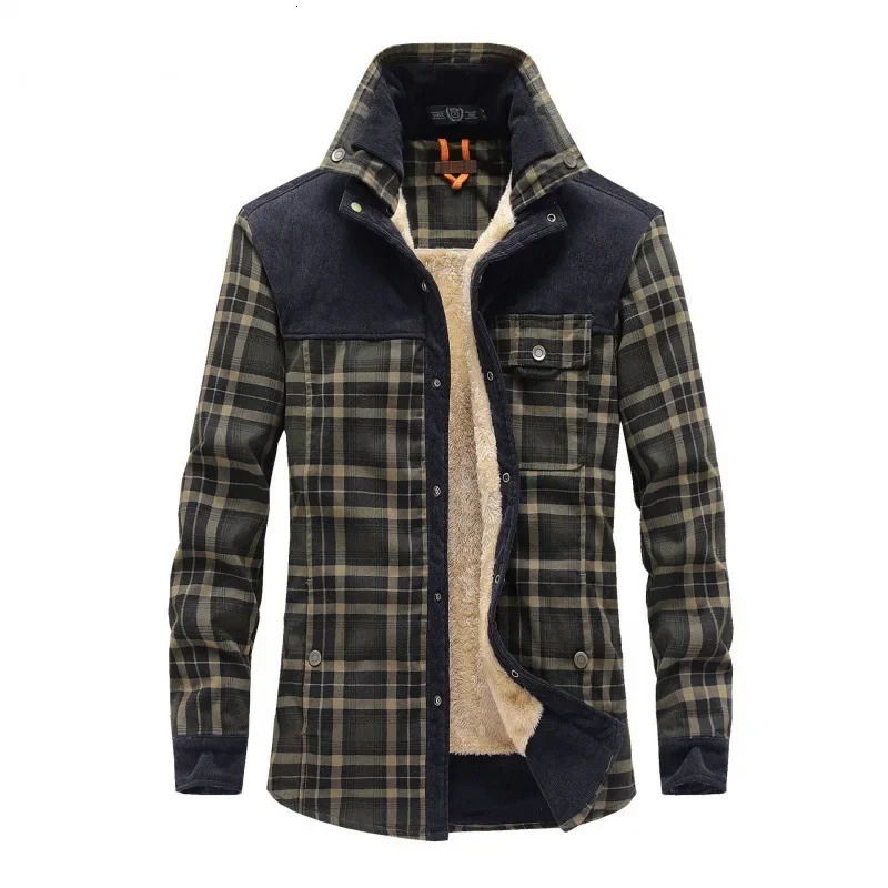 mens winter shirt mens thick checkered shirt high-quality mens warm jacket mens sports shirt mens outdoor plush warm shirt 241126