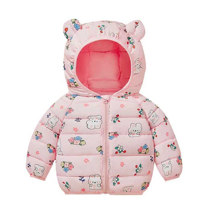 Down Coat hibobi Winter Girls Cotton Colorful Casual Cute Hooded Long-Sleeved Jacket Suitable For Children Under Five Years Old H241123ZTFV