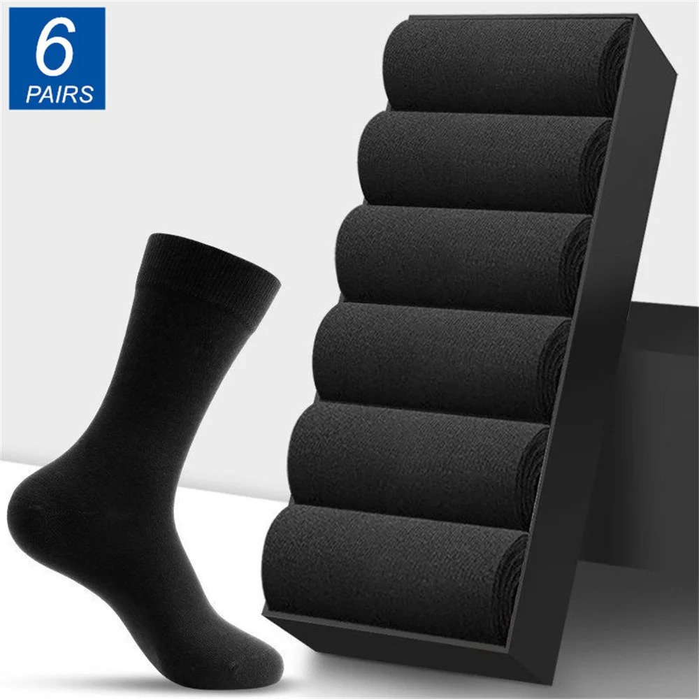 UNWE 6 pairs of mens socks 100 cotton executive warm business socks black and white autumn EU 38-45 241126