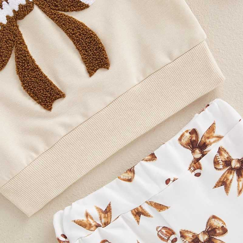 Clothing Sets Toddler Baby Girls Football Outfits Autumn Fashion Long Sleeve Bow Embroidery Sweatshirt and Pants 2Pieces Kids Sets 0-3Years H241126
