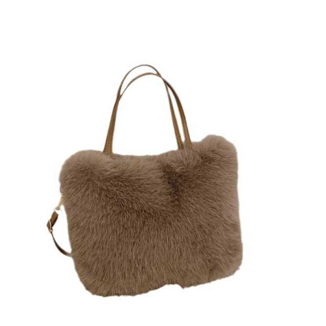 This year's popular new plush handbag 2023 winter new versatile Korean version single shoulder crossbody bag tote bag 241126