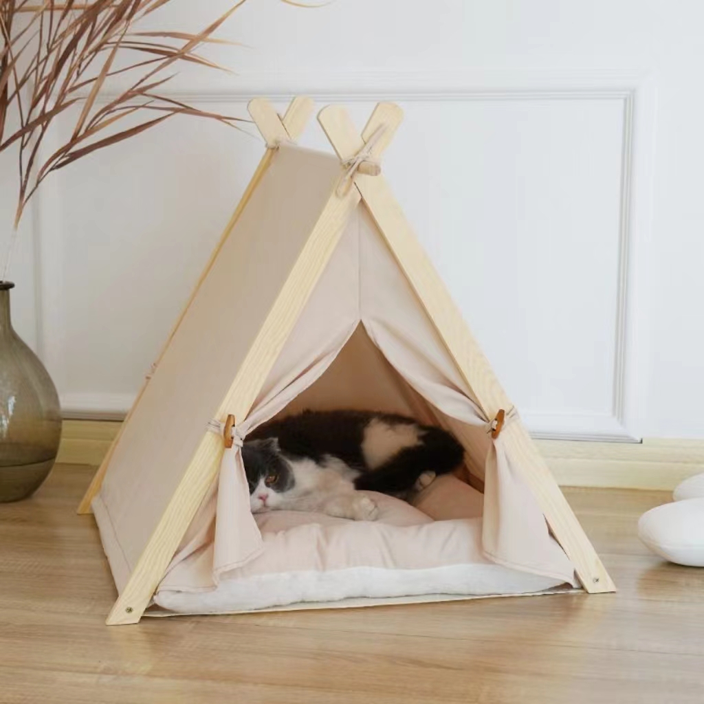 All-season Multi-colored Wood Removable Washable Collapsible Comfortable Pet Tent for Dog Cat
