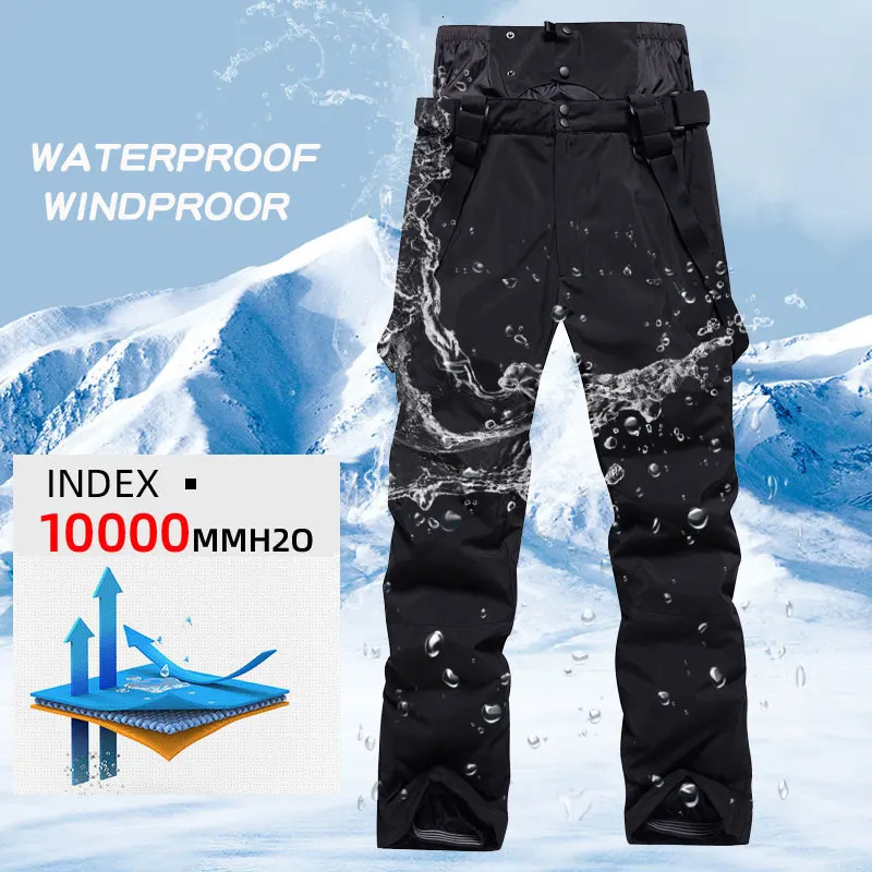 High Quality Men Winter Thick Warm Skiing Pants Windproof Waterproof Suspender Trousers Snow Snowboard Pants Plus Size 241125