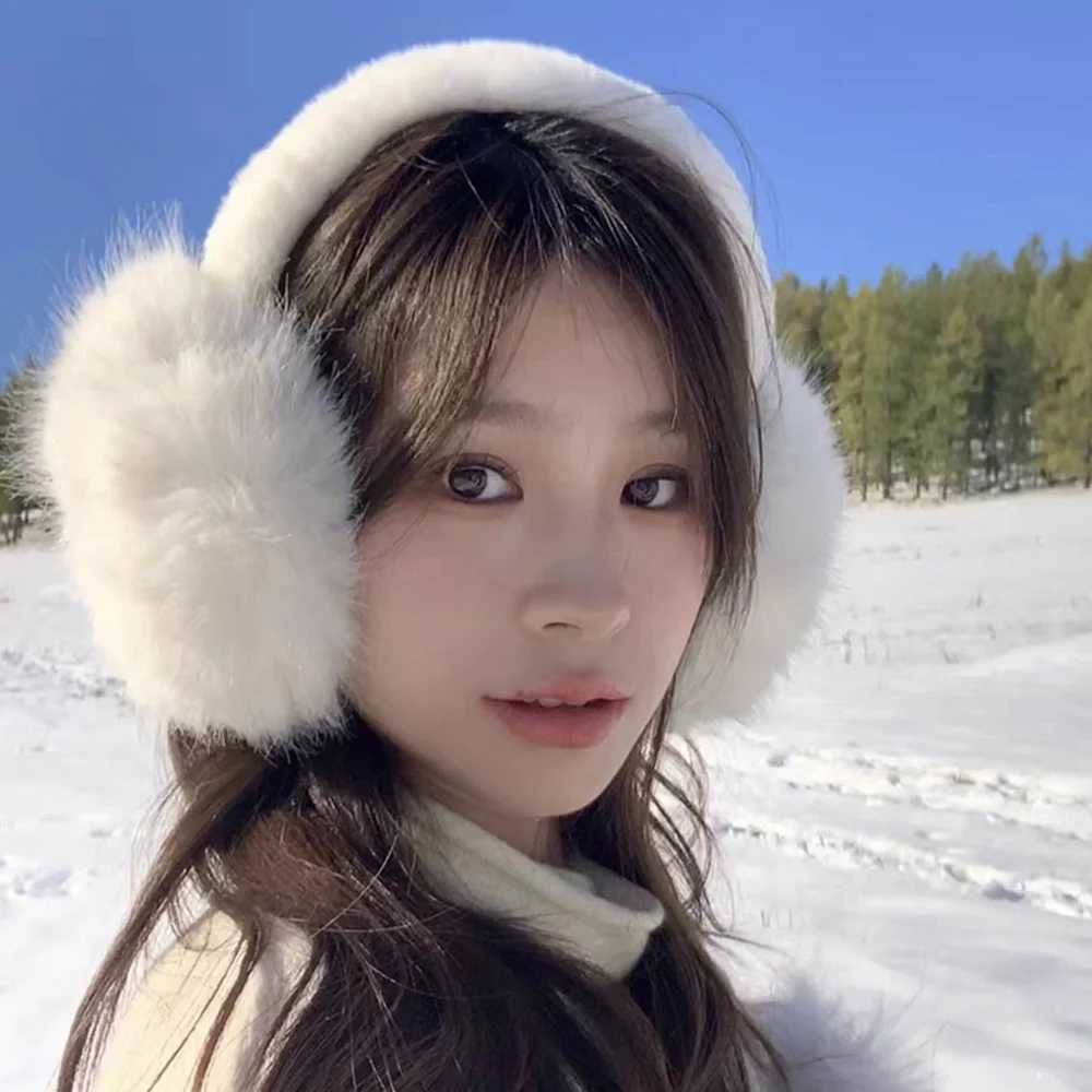 Soft Faux Fur Ear Warmer Winter Earmuffs Women Solid Color Plush Earfl Outdoor Cold Protection Ear-Muffs Ear Cover OrejerasXJ241126