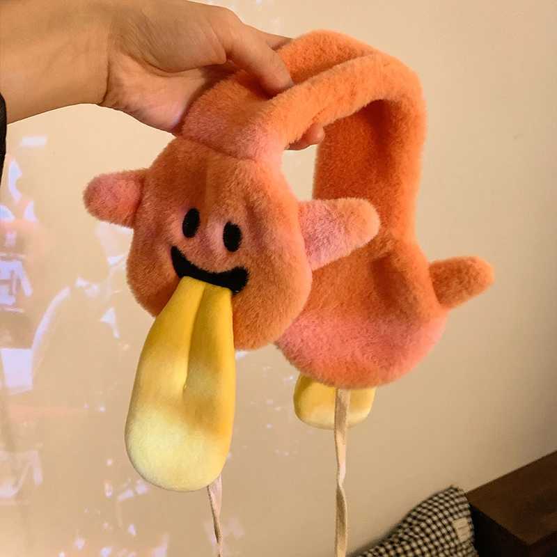 Personalized Cartoon Funny Tongue-out Plush Earmuffs For Women Autumn And Winter Warm Earmuffs Ear Warm cyclingXJ241126
