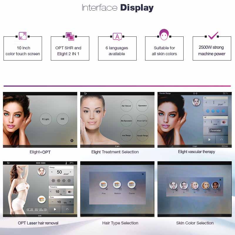 Depilacion laser ipl removal hair salon equipment for sale opt acne therapy e light skin rejuvenation machine 7 filters