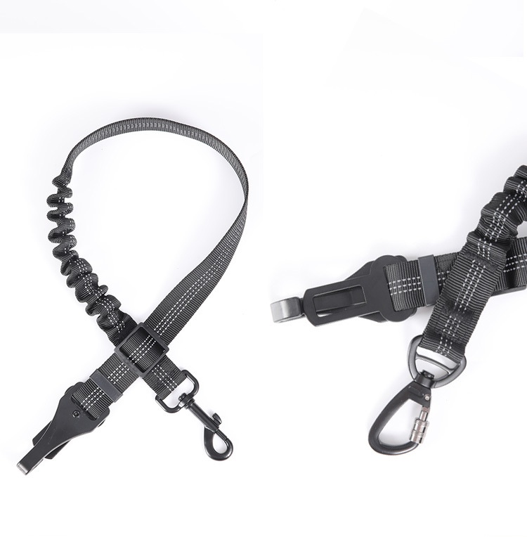 Black Multi Function Reflective Dog Car Seat Belt Adjustable Dog Safety Leash Travel Clip Pet Car Seat Belt