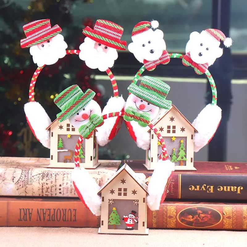 Christmas Warmer Earmuffs Santa Claus Elk Snowman Bear Decor Haiands Adjustable Earmuffs Headband New Year Heaear GiftsXJ241126