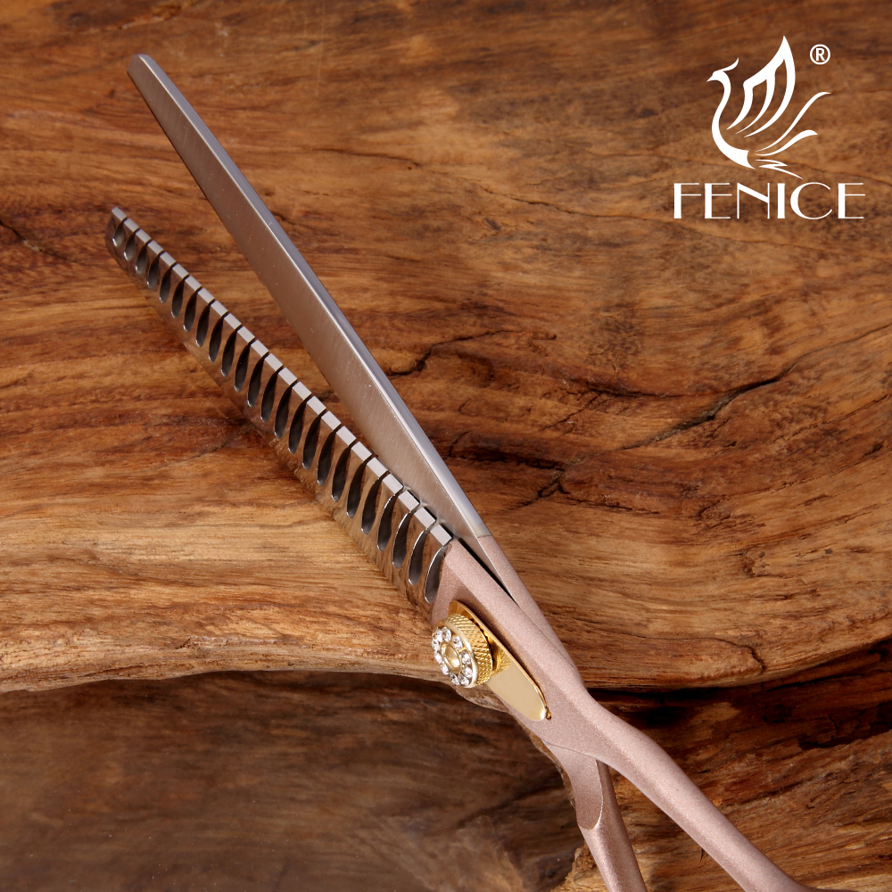 Fenice Japan 440C Stainless Steel Rose Gold Thinning Shears Professional Pet Grooming Scissors