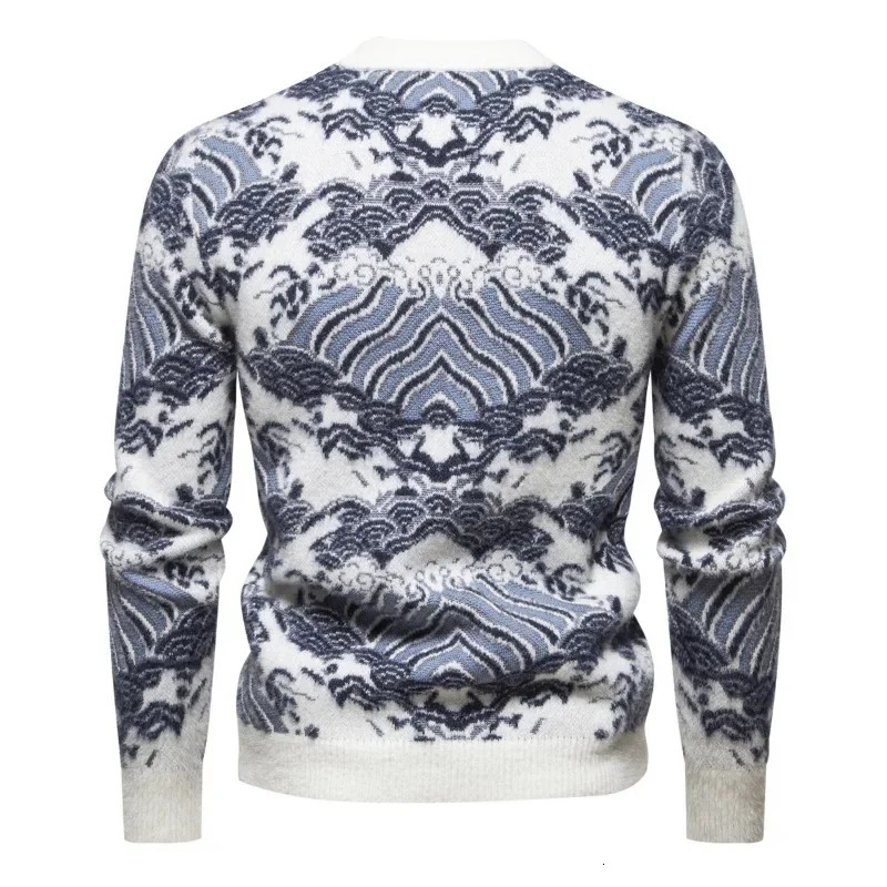 Fashion Landscape Pattern Long Sleeve Sweater Autumn Winter Casual Staff Collar Sweater Pull Down Sweater 241126