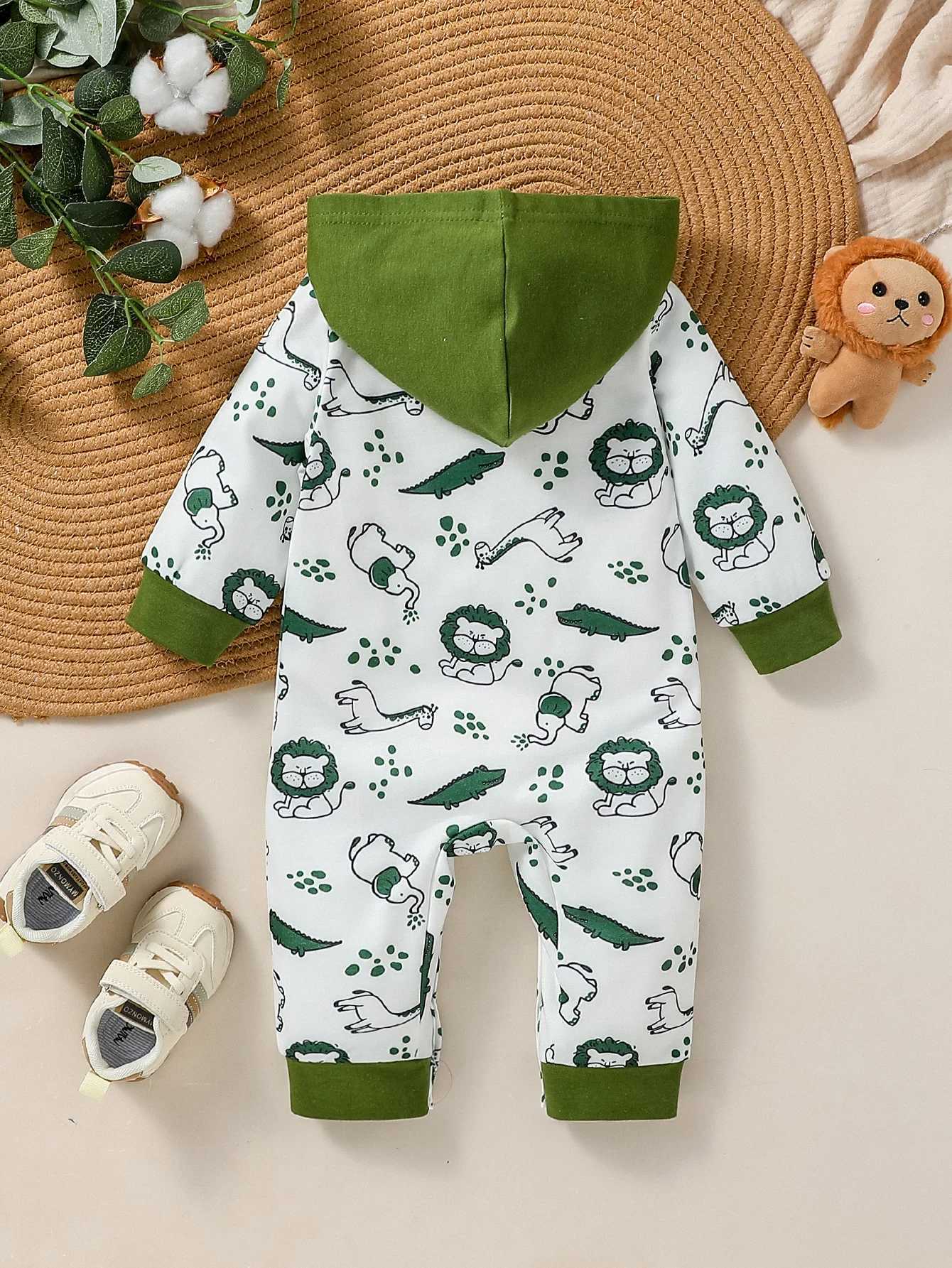 Clothing Sets Baby Boys All Seasons Hooded Cartoon Animal Cute Jumpsuit Newborn Fashion Daily Wear H241126