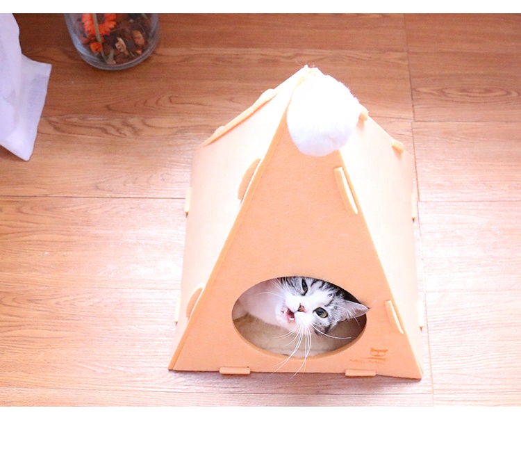 Removable Cat House triangle-shaped Felt Nest Mat Cat House Kennel Pet Supplies