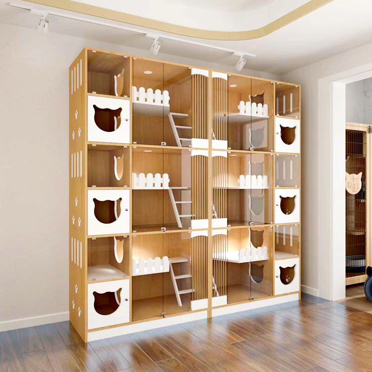Cat Villa indoor Large Wood Cat Hotel Cage to control Cats
