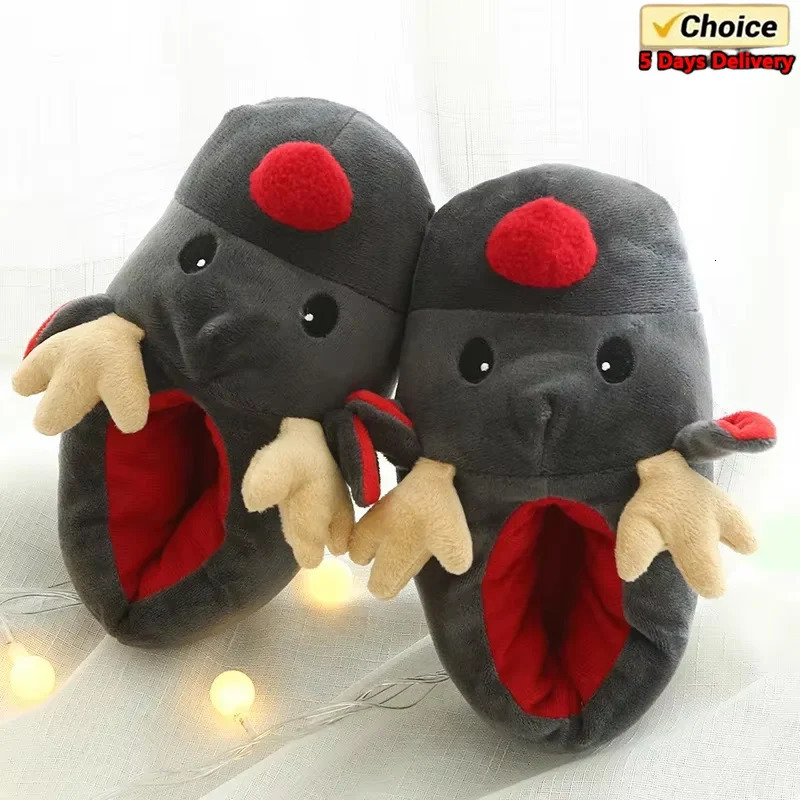 Womens Slippers Deer Christmas Shoes Cotton Plush Cute Slippers Winter Cotton Indoor House Flat Floor Soft Warm Plush Slippers 241126