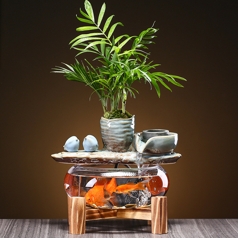 Tabletop Fountains Ornament Desktop Water Circulator Aquarium Flowing Function Fish Tank