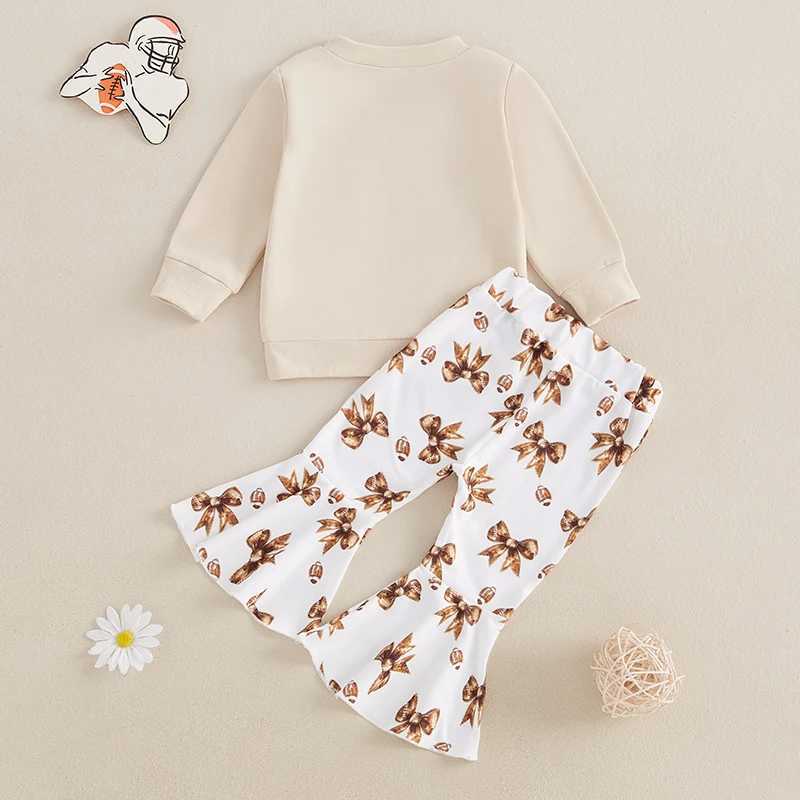 Clothing Sets Toddler Baby Girls Football Outfits Autumn Fashion Long Sleeve Bow Embroidery Sweatshirt and Pants 2Pieces Kids Sets 0-3Years H241126