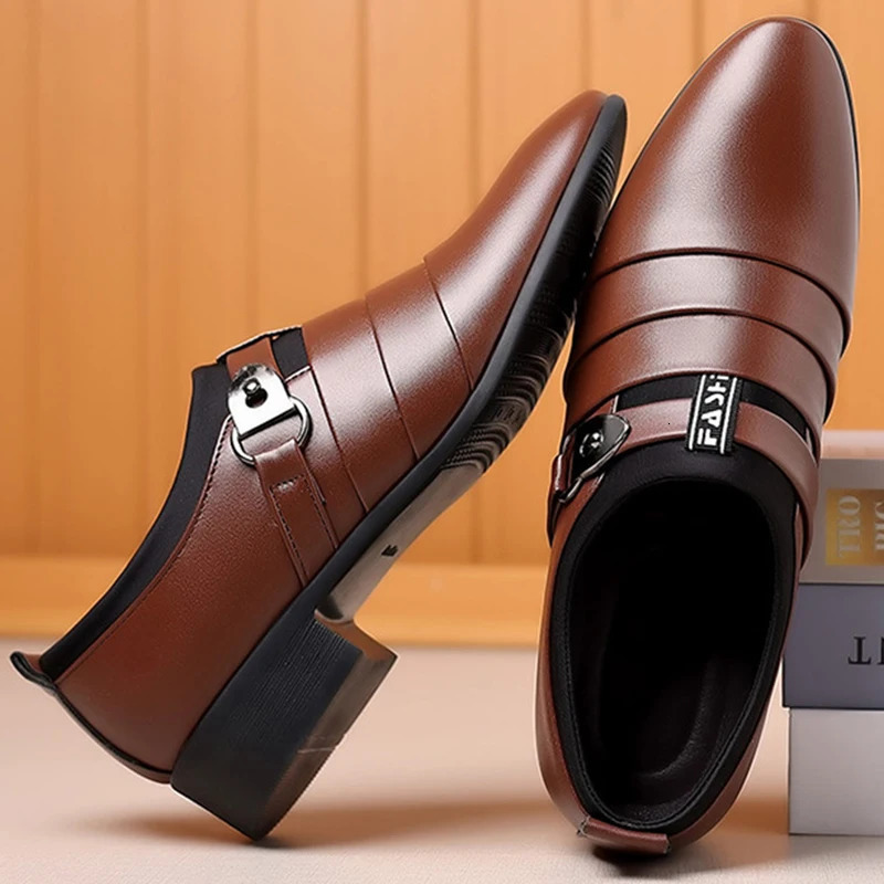 Classic Leather Shoes for Men Slip on Pointed Toe Oxfords Formal Wedding Party Office Business Casual Dress Shoes for Male 241126