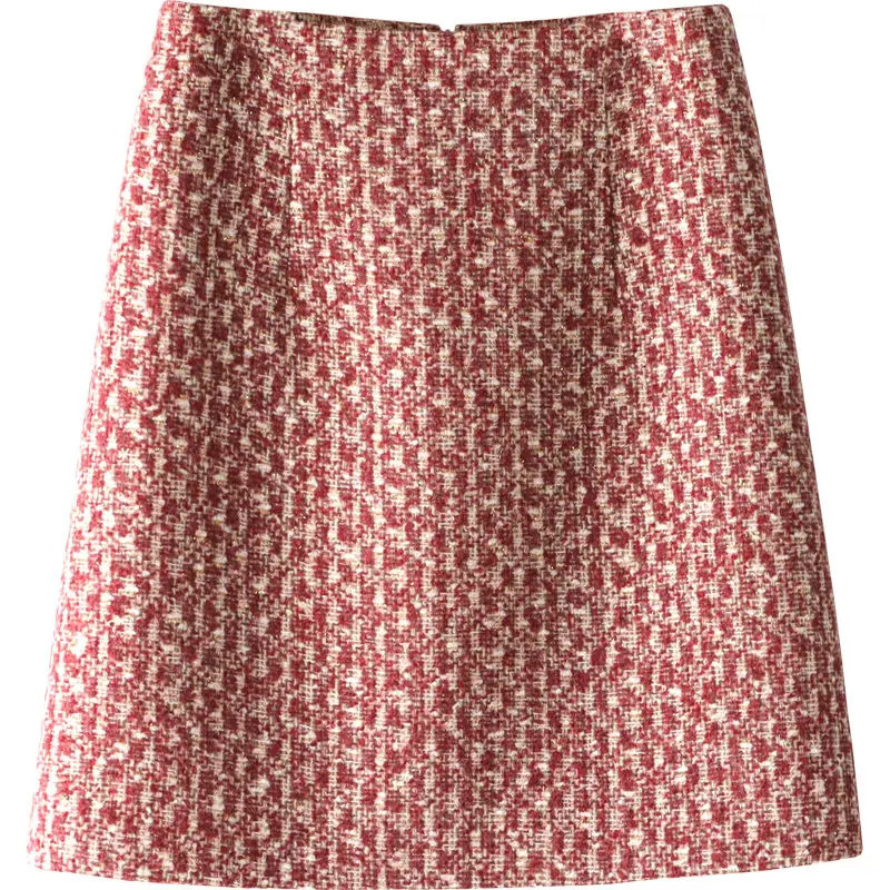 Womens thick tweed wool skiing high waist short mini perfume retro skiing elegant skateboarding autumn winter 241125